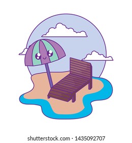 chair beach with umbrella open kawaii in the beach