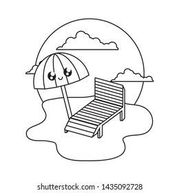 chair beach with umbrella open kawaii in the beach