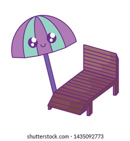 chair beach with umbrella open kawaii