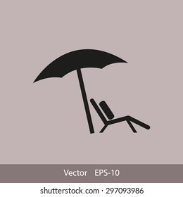 Chair and beach umbrella vector