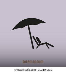 Chair and beach umbrella vector