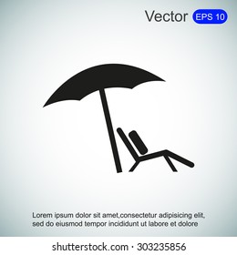 Chair and beach umbrella vector