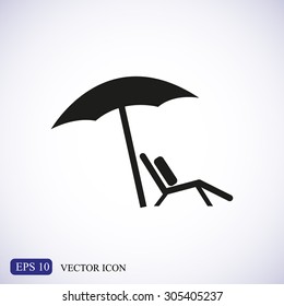 Chair and beach umbrella vector