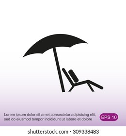 Chair and beach umbrella vector