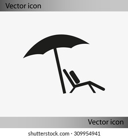 Chair and beach umbrella vector