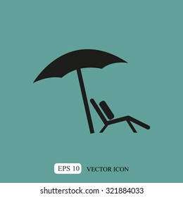 Chair and beach umbrella vector