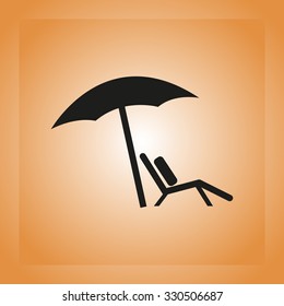 Chair and beach umbrella vector