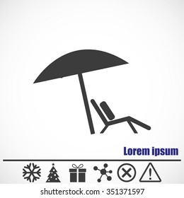 Chair and beach umbrella vector