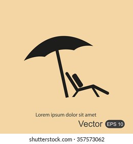 Chair and beach umbrella vector