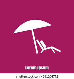 Chair and beach umbrella vector