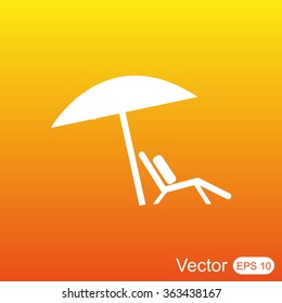 Chair and beach umbrella vector