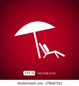 Chair and beach umbrella vector