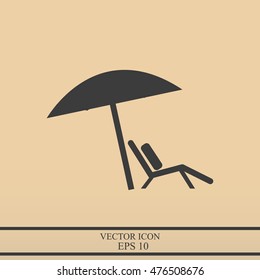 Chair and beach umbrella vector