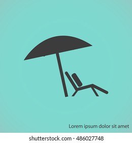 Chair and beach umbrella vector