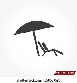Chair and beach umbrella vector