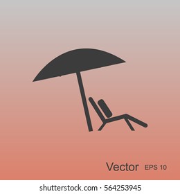 Chair and beach umbrella vector