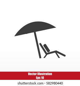 Chair and beach umbrella vector