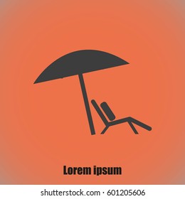 Chair and beach umbrella vector