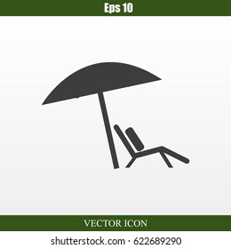 Chair and beach umbrella vector