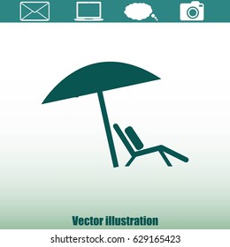 Chair and beach umbrella vector