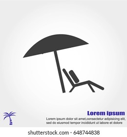 Chair and beach umbrella vector