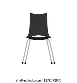 Chair black front view wooden vector icon. Office comfortable symbol relaxation furniture equipment
