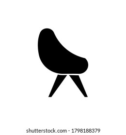 Chair black glyph icon. Armchair for home interior. Contemporary living room furniture. Apartment amenities, furnishing for home. Silhouette symbol on white space. Vector isolated illustration