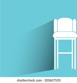 chair, blue background, flat and shadow theme