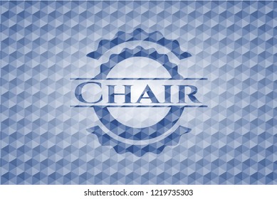 Chair blue badge with geometric pattern background.