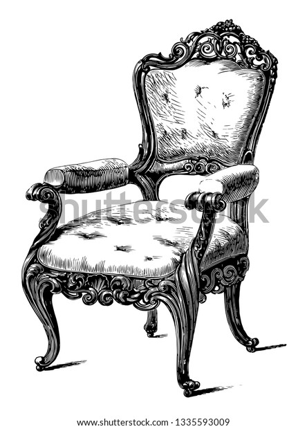 Chair Carved Locust Wood Has Fine Vintage Objects Stock Image