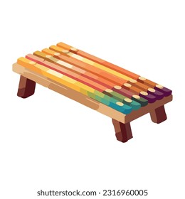 chair with colorful wood icon isolated