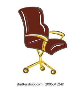 Chair for computer Desk. Office chair on wheels. Interior design. Isolated vector objects.