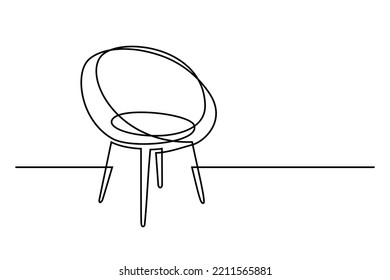 Silla en estilo de dibujo de línea continua. Silla en forma de tazón de estilo moderno, esbozo lineal negro aislado en fondo blanco. Ilustración del vector