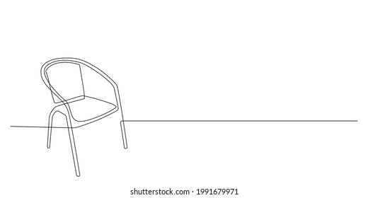 Chair in Continuous one line drawing. Interior with furniture in simple linear style. Editable stroke. Doodle Vector illustration