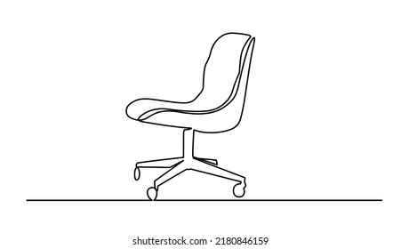Chair in Continuous one line drawing. Interior with furniture in simple linear style. Editable stroke. Doodle Vector illustration. One line drawing of isolated vector object - modern chair