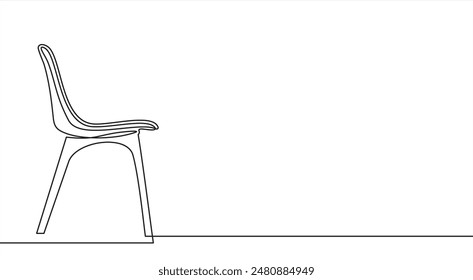 Chair in Continuous one line drawing. Interior with furniture in simple linear style. Editable stroke. Doodle Vector illustration