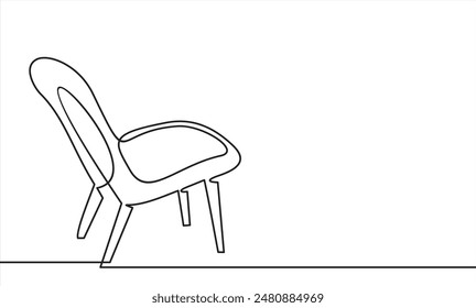 Chair in Continuous one line drawing. Interior with furniture in simple linear style. Editable stroke. Doodle Vector illustration