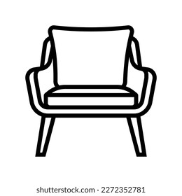 chair cushion bedroom interior line icon vector. chair cushion bedroom interior sign. isolated contour symbol black illustration