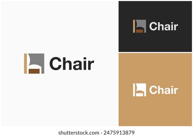 Chair Cushion Wood Furniture Furnishing Abstract Simple Square Vector Logo Design Illustration