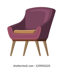 Chair cute furniture armchair and seat pouf design in furnished apartment interior illustration of business office-chair or easy-chair isolated on white background, vector, cartoon style