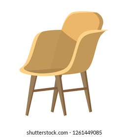 Chair cute furniture armchair and seat pouf design in furnished apartment interior illustration of business office-chair or easy-chair isolated on white background, vector, cartoon style