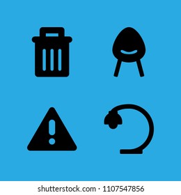 chair, desk lamp, garbage and warning icons vector in sample icon set for web and graphic design