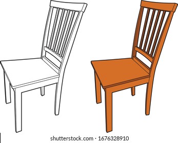 Chair detail Vector drawing general household object, art line, out line drawing. 