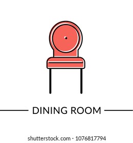Chair. Dining or kitchen or living room furniture  line icon for web and print