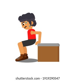 chair dips workout cartoon character of vector illustration