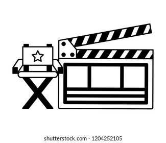 chair director clapperboard production movie film