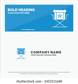 Chair, Director, Movies, Star, Television SOlid Icon Website Banner and Business Logo Template