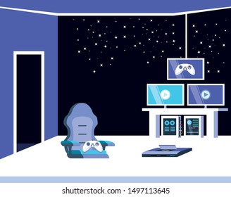 chair and display video games entertainment
