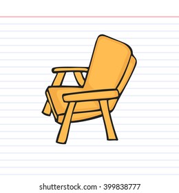 Chair doodle icon with paper background