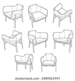Silla doodle iconos colección en Vector. Doodle silla ilustraciones colección en Vector. Perfecto para el diseño de muebles, conceptos de interiores y proyectos creativos